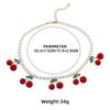 Cherry Pendant Women's Pearls Necklace Jewelry Gift Neck Chain Cherry Pendant Necklace  Women
