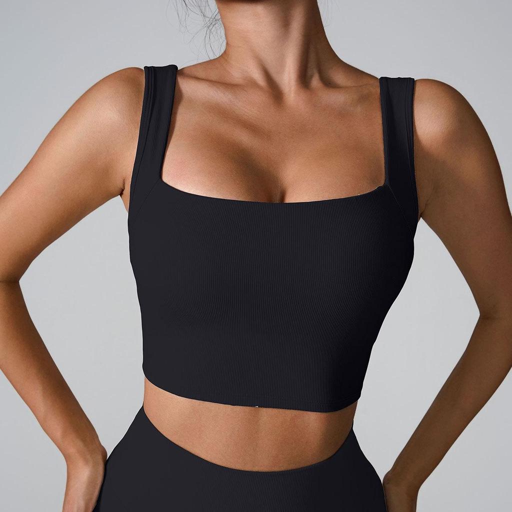 2024 Quick-Dry Shockproof Yoga Vest with Fixed Cup and Hollow Back Design