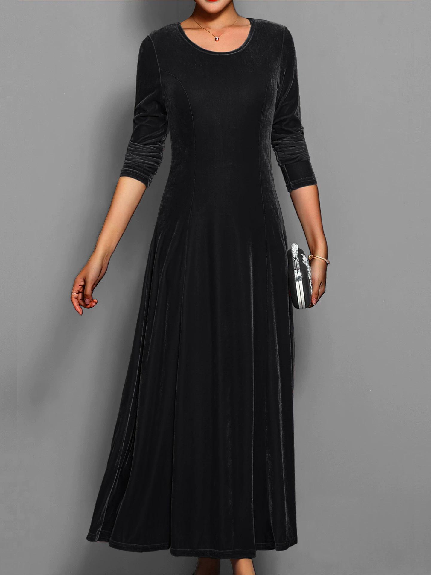 

2025 Europe Velvet Dress: Elegant Spring/Autumn Women s Style L чорний