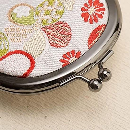 Kyoto Geibido Nishijin Weaving 2.6-inch Coin Purse Artisan Handmade Japanese Pattern Made Japan (Black Fan Shape Navy)