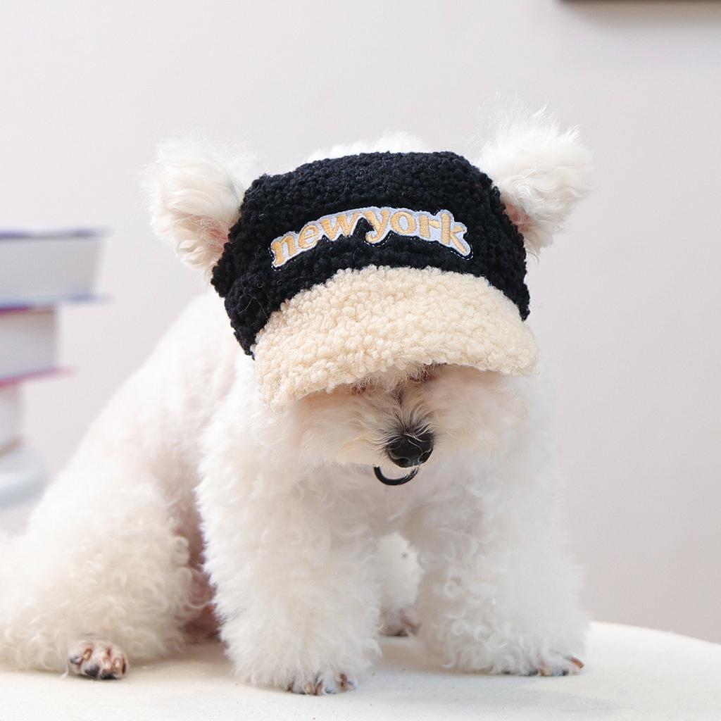 Lamb Fleece Warm Pet Hat Comfortable Baseball Hat Soft Breathable Pet Embroidery Hat for Puppies Small Doggy Cats