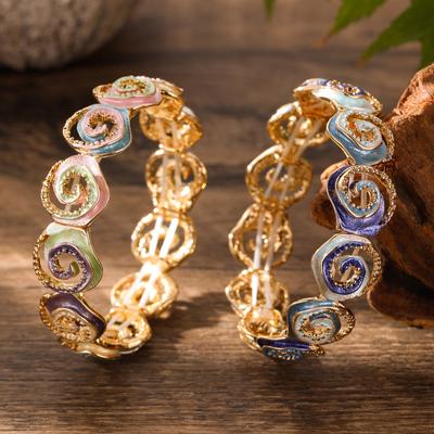 Original Rose Hollow Color Blocked Bracelet, Creative Hollow Flower Women's Versatile Bracelet