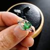 Jewelry Cultivation Ruby Emerald Leaf Ring Niche Design Red Corundum Treasure Ring Women