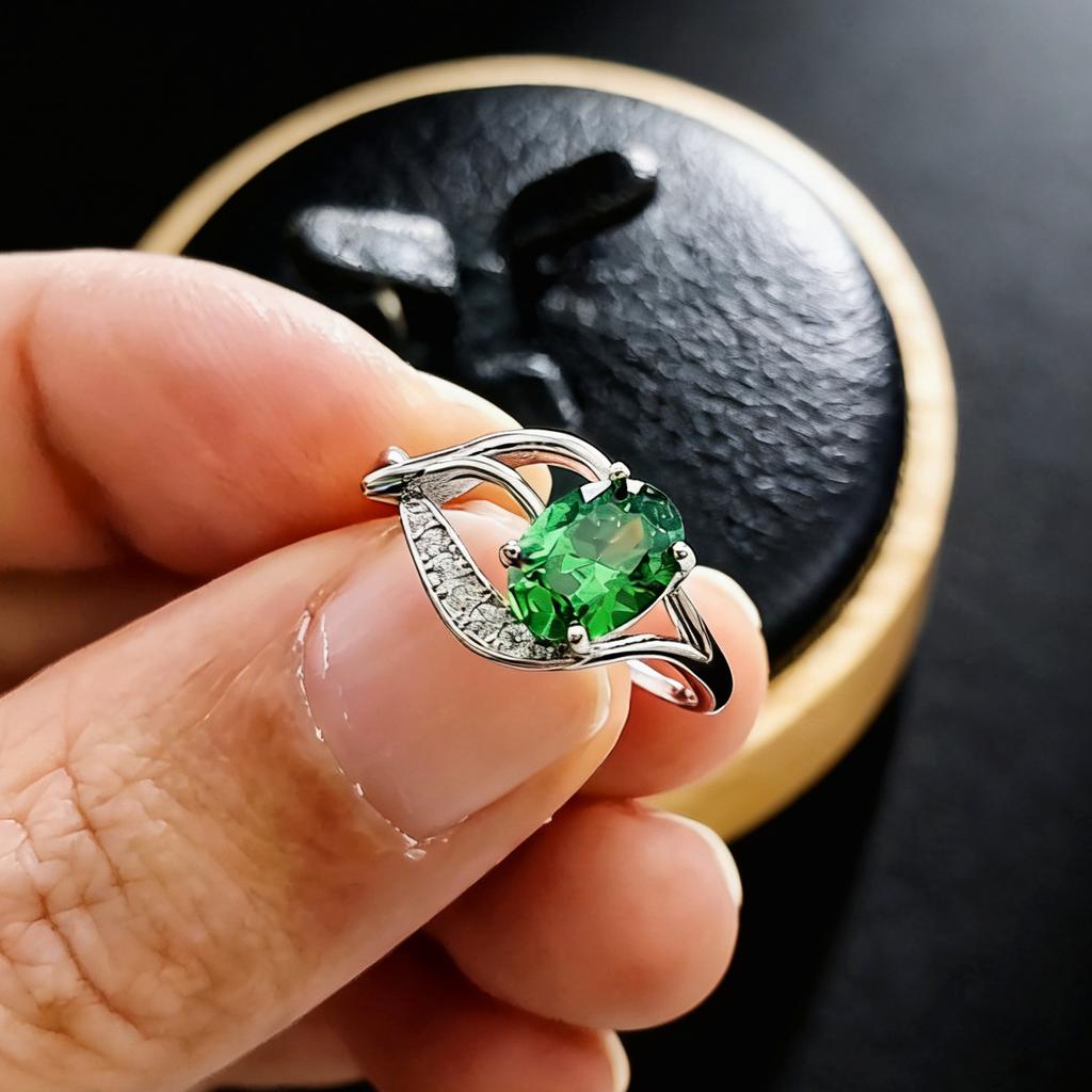 Jewelry Cultivation Ruby Emerald Leaf Ring Niche Design Red Corundum Treasure Ring Women
