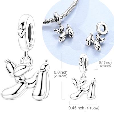 925 Silver Balloon Dog Pendant Charm Bead for DIY Bracelet Jewelry Gift Women Original 925 Sterling Silver Pet Poodle