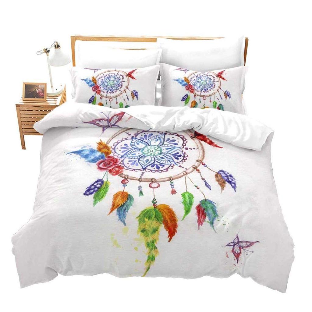 Cartoon Dreamcatcher Duvet Cover Set Single King Feather Bedding Set Microfiber Bohemian Comforter Cover For Girls Women Room