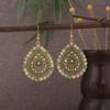 Bohemian Turquoise Earrings Geometric Carved Owl Dreamcatcher Feather Tassel Drop Earrings