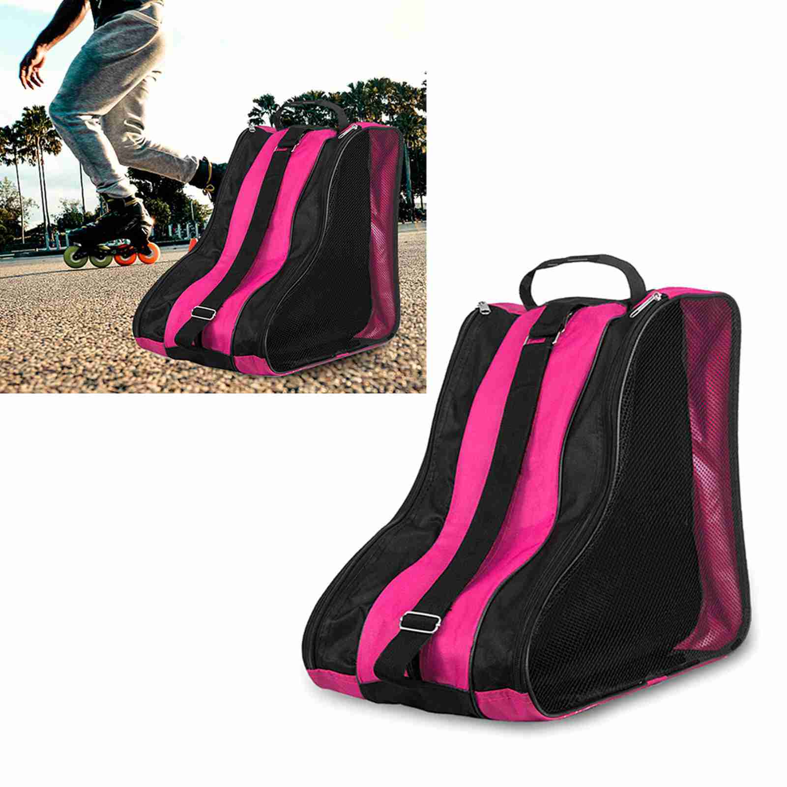 

3 Layers Breathable Skate Carry Bag Case for Kids Roller Skates Inline Skates Ice Skates розовый