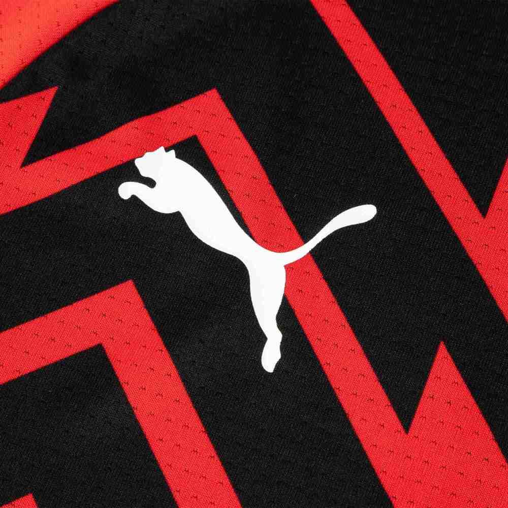 Puma Acm Prematch Ss Maglia Color Block A Righe Allenamento Asciugatura Rapida T-Shirt Sportiva Uomo Top Rosso 772231-01