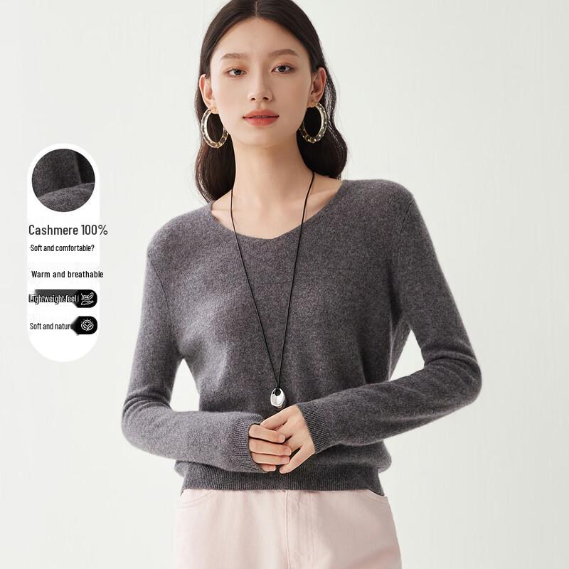 Jinjv Women s 100% Cashmere V-Neck Sweater L