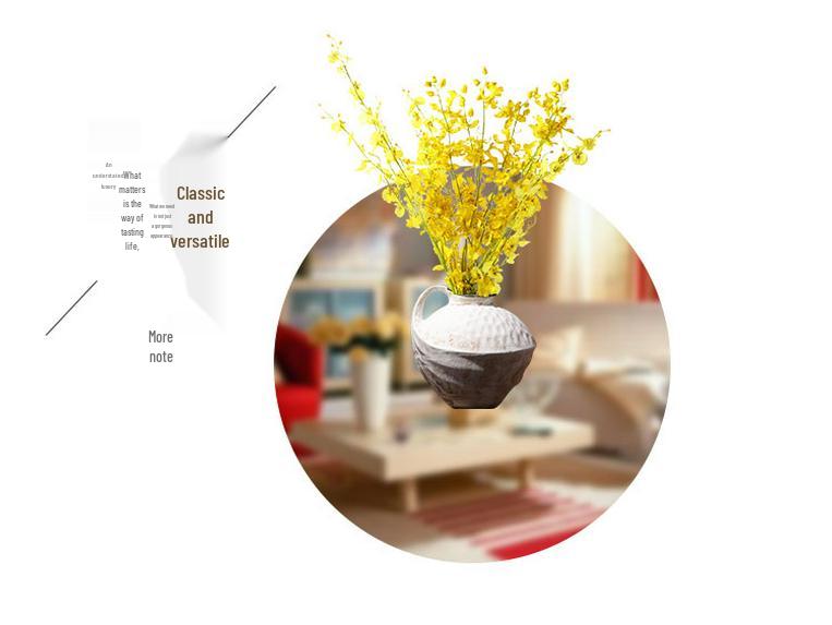 Vaso in Ceramica Wabi-Sabi: Composizione floreale idroponica minimalista per soggiorno o decorazione interna