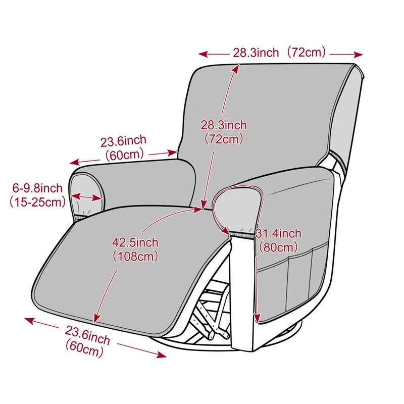 1Seater Recliner Cover Solid Color Quilted Armchair Slipcover Anti-Wear Pet Kids Accent Couch Cushion Living Room Hotel Home