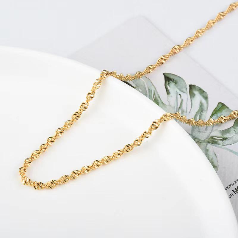 18K Titanium Twisted Rope Chain Clavicle Necklace with Starry Sky Bling for Women