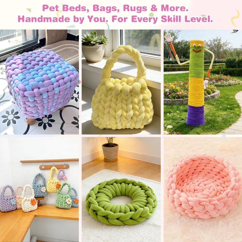 Multi-color Chunky Yarn 2.5cm Bulky Yarn No-Tool Knitting Jumbo Yarns Pet Beds