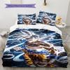 Ropa de cama con estampado de Son Goku, Juego de colcha, Funda de colcha, Funda de almohada, Regalo de cumpleaños para el hogar (1 * funda nórdica + 2 * fundas de almohada, sin núcleo)