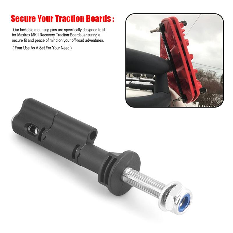 4Pcs Traction Boards Mounting Pins Kit Theft-Proof Recovery Tracks Bracket Set For Maxtrax Mkii Recovery/Traction Boards
