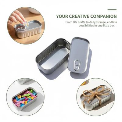 Portable Sardine Can Shaped Tin Box Small Case for Travel and Storage