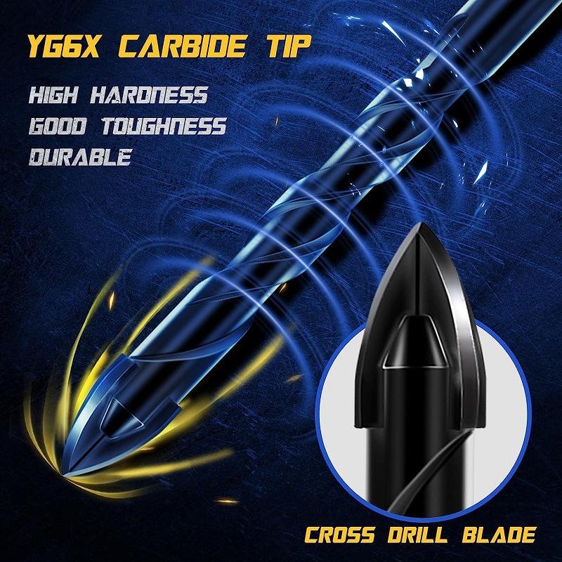 3-12mm Cross Hex Tile Drill Bits Set For Glass Ceramic Concrete Hole Opener Brick Hard Alloy Triangle Bit Tool Kit