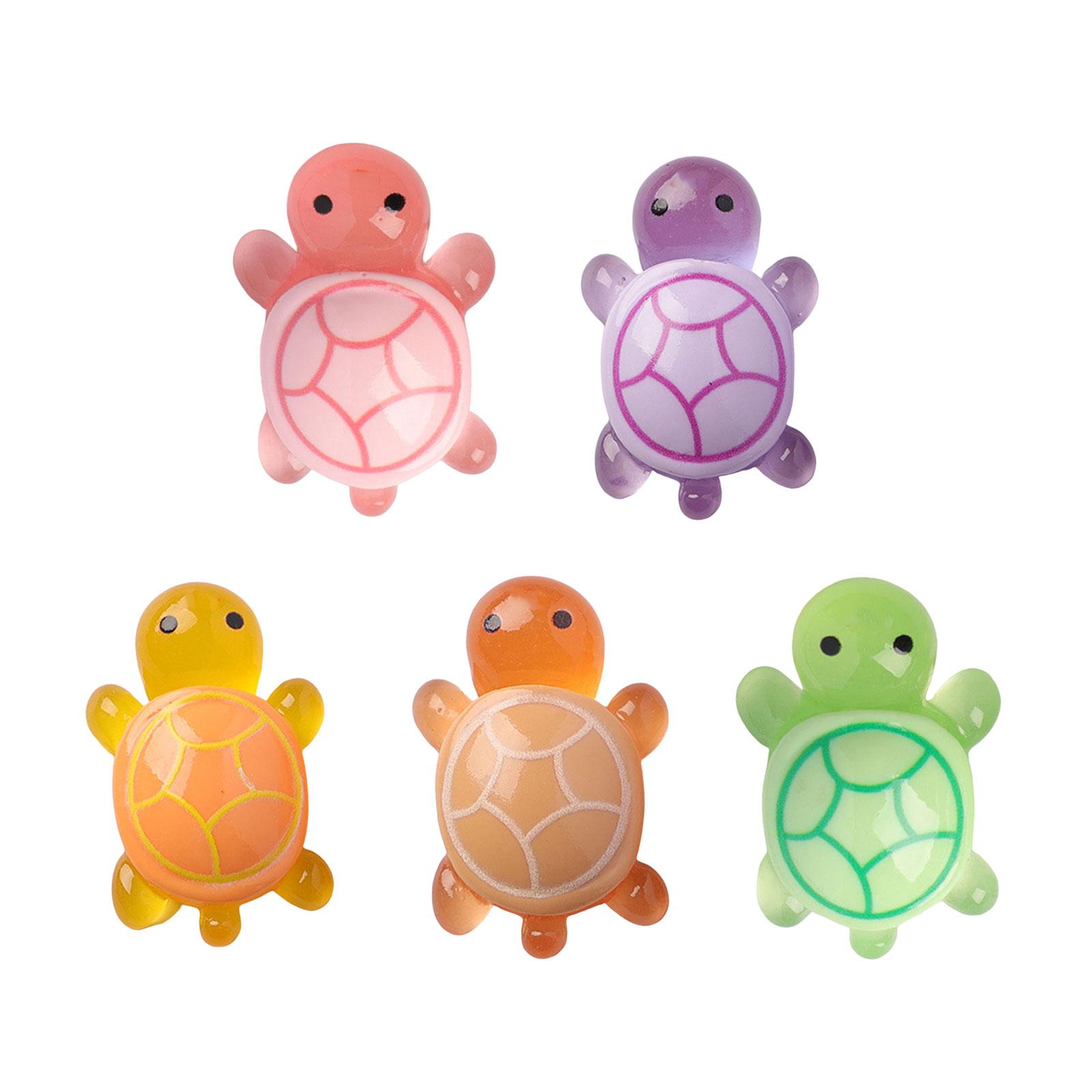 

5 шт. светящихся черепашьих украшений, мультяшные светящиеся в темноте миниатюры черепах, декор для спальни и гостиной 3