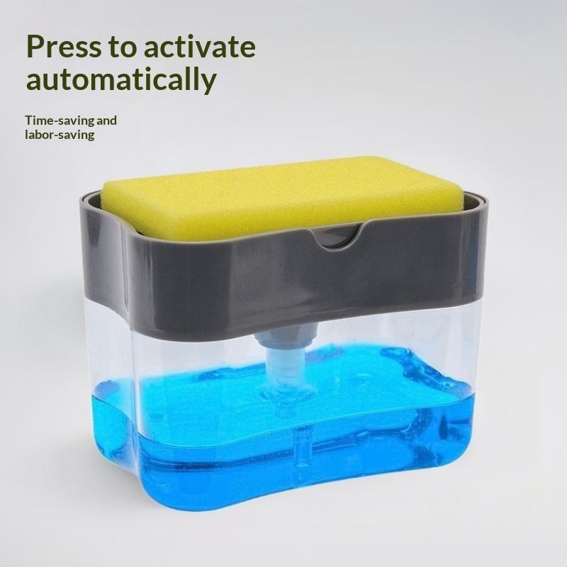2 In 1 Household Kitchen Pressing Soap Liquid Box Easy To Replenish Durable For Sponge Dish Cloth Pot Brush