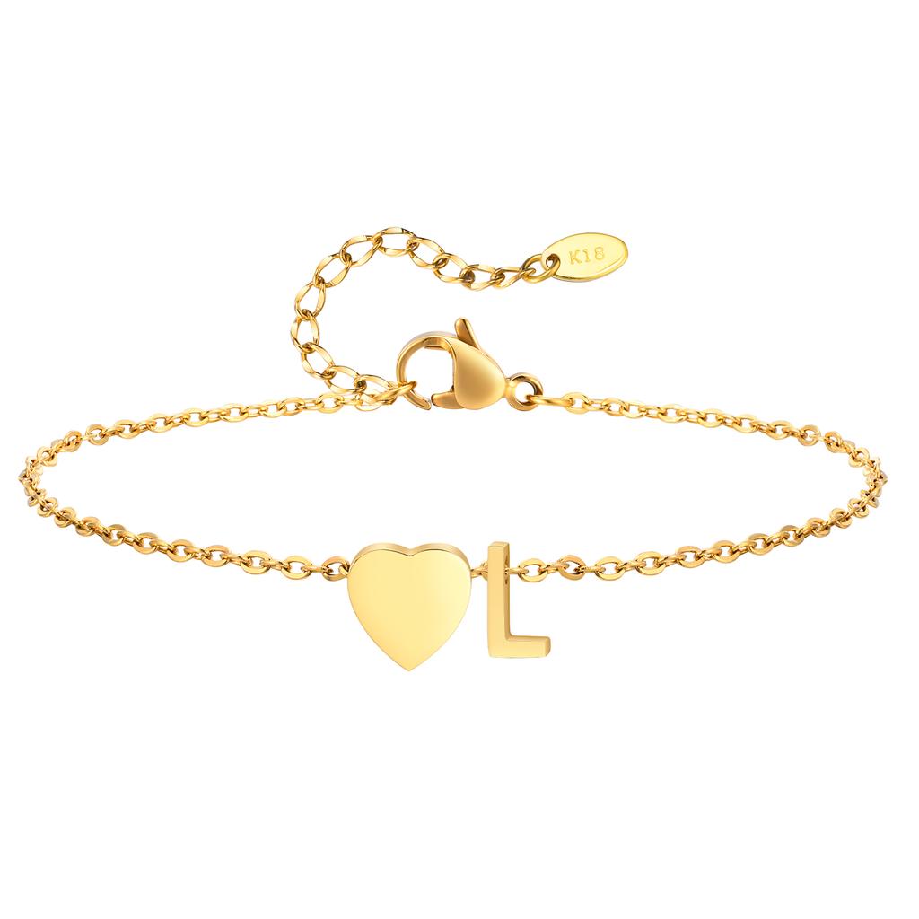 Bohemia A-Z Letter Initial Anklet for Women Gold Color Heart Alphabet Ankle Bracelet Beach Party Travel Fashion Foot Jewelry