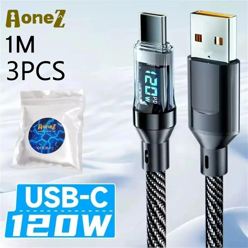 60W-120W USB A To Type C and Type C To Type C Fast Charging Cable with LED Display Super Fast Charge for Huwei iPhone 15 MacBook