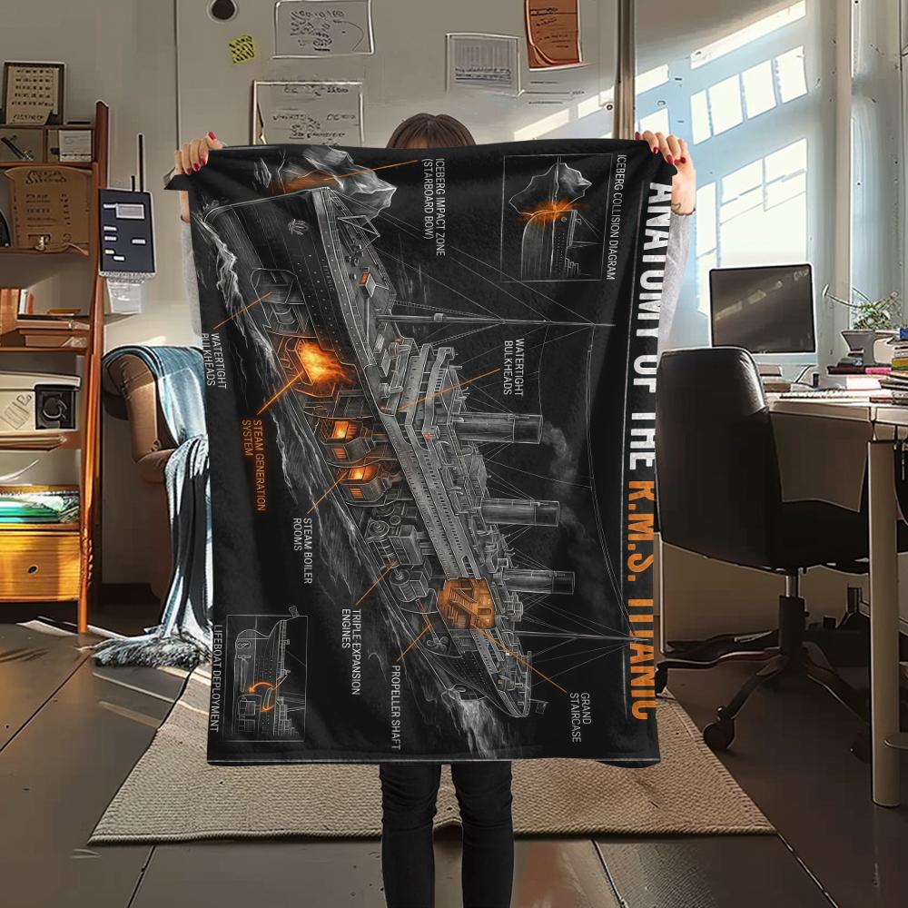 Movie spaceship diagram Print Flannel Blanket,High quality Comfortable for All Seasons,Home Decor,Warmth and Comfort,Perfect for Christmas Gifts