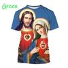 Christliches T-Shirt mit der Jungfrau Maria und der Mutter Gottes für Männer, Jesus liebt, lässiges Rundhals-T-Shirt, kurzärmelig, übergroßes Herren-T-Shirt