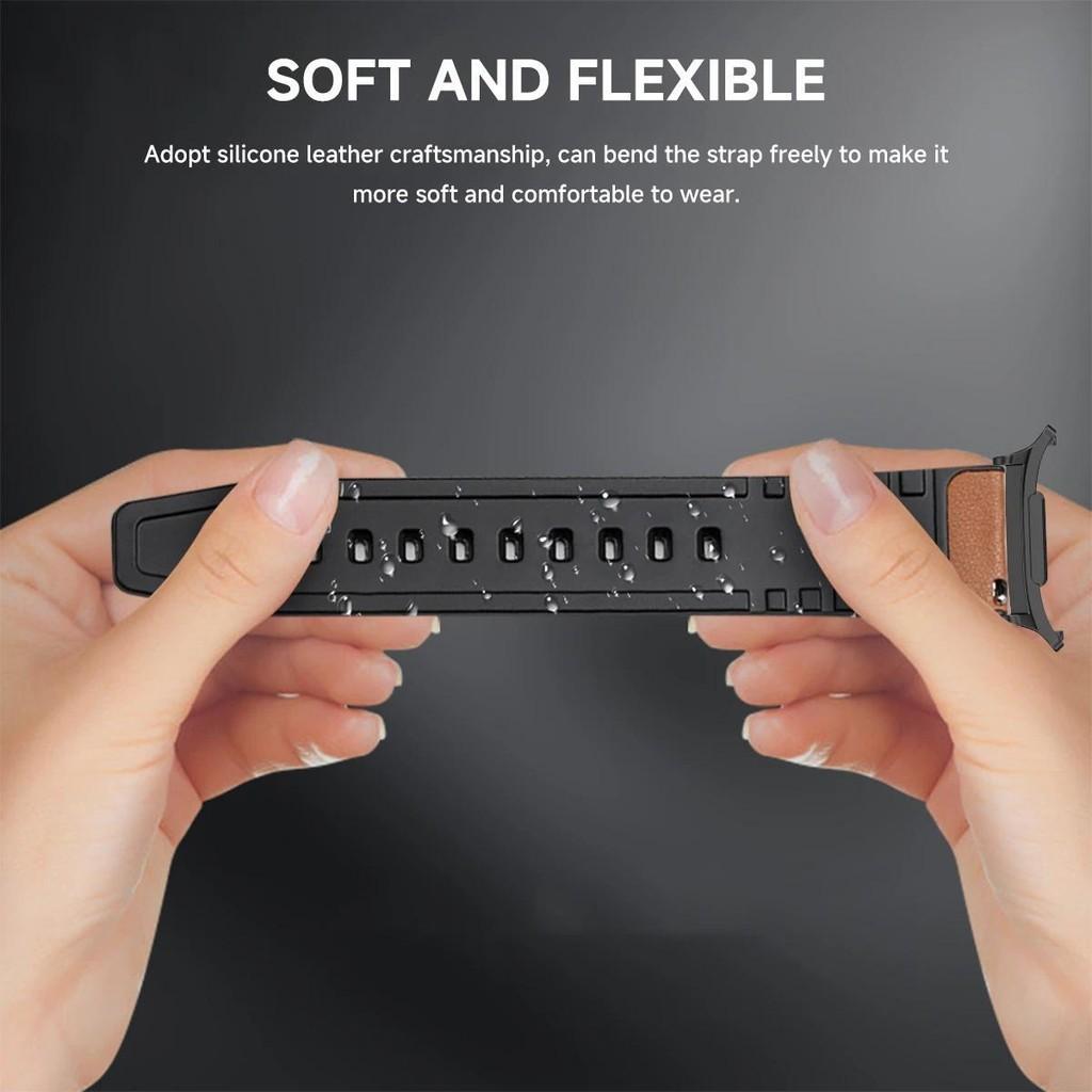 Leather Silicone Hybrid Strap for Samsung Galaxy Ultra(2025) Watch 8 40/44mm Smartwatch Band for Galaxy Watch Ultra 47mm 8Class