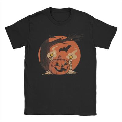 Halloween Pumpkin T-Shirt Summer  Cotton T-Shirts For Men's Trendy Cool Casual Tee Shirt Short Sleeve Streetwear Tees