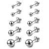 12pcs/set Simple Classic Stainless Steel Minimalist Big Small Round Ball Stud Earrings for Men Women Daily Jewelry Size 2-10mm