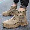 Single cotton Martin boots high-top men's shoes non-slip thick-soled outdoor rhubarb boots camouflage shoes