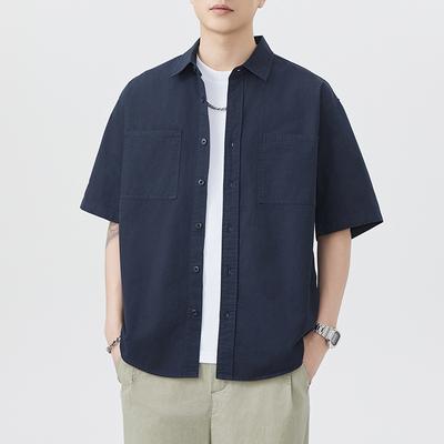 New Summer Pure Cotton Short-sleeved Shirt for Men's Japanese Simple Light Business Shirt American Style