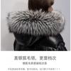 Womens Oversized Knee-Length Puffer Coat Black Glossy With Detachable Faux Fur Collar Warm Winter Outerwear
