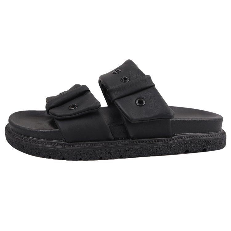 Fashion Beach Shoes Glitter Slides Slippers Women Summer Low Platform Pantofle Fashion Soft Rome Belt Buckle Slingback Sandals Slipper