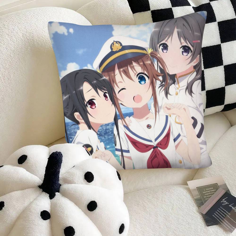 High School Anime High School Fleet Pillow Case Fashion Square Pillowcase Bedroom Sofa Room Ins Decoration Leisure 40x40cm16x16in
