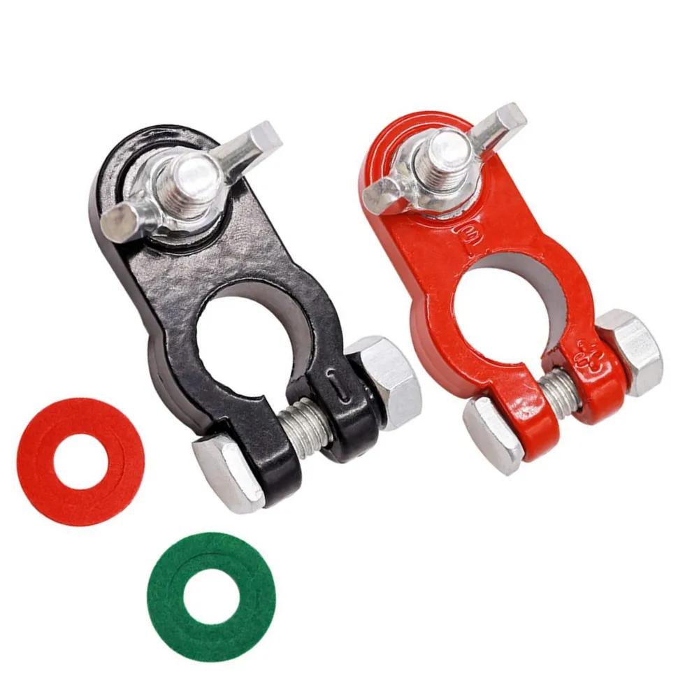 2Pcs Car Battery Terminal Cables Connectors Car Bornes Main Cable Top Post Clamp12V 24V Terminal Screw Connection for Car Truck