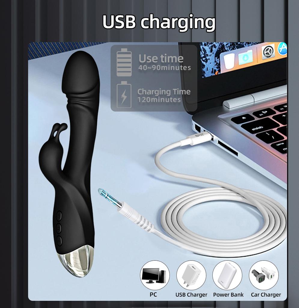 Králičí vibrátor pro ženy Výkonný bod G Stimulátor ženského klitorisu Vagina Masáž bradavek Dildo Tichá erotická hračka pro dospělé
