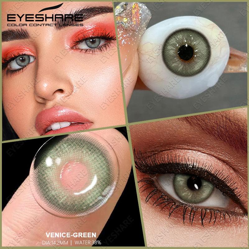 Eyeshare Colored Contact Lenses Blue Eye Makeup Contact Lenses Annual Comfort Green Colored Contact Lenses Gray Natural Colored Soft Lenses 1 Pair