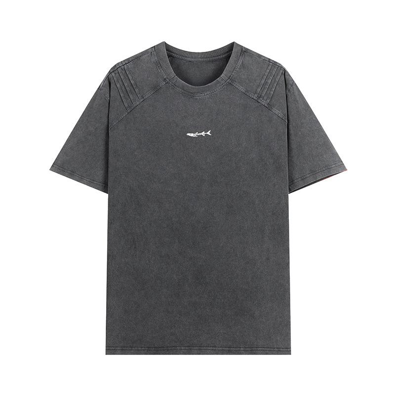 

Heavy Wash Water and Old Short-sleeved T-shirt In Summer New Loose High Street Top 4XL