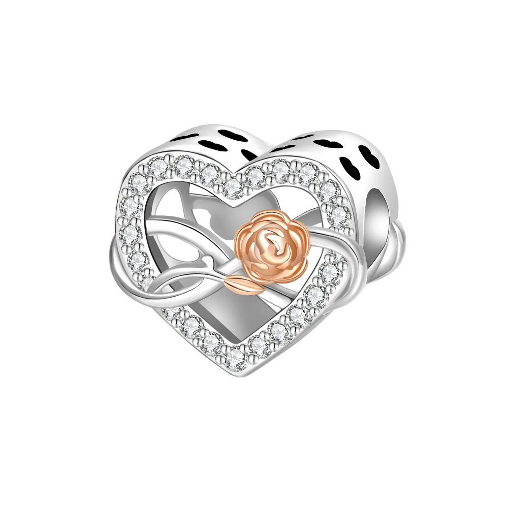 Nuovi Charm Ciondoli Cuore Rosa in Argento 925 per Bracciale Collana Gioielli Fai da Te Regalo di San Valentino per Lei