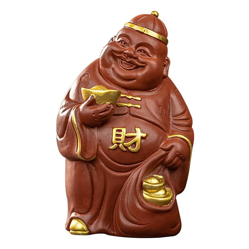 New Chinese Zodiac Pig Fortune Tea Pet, Yixing Zisha Clay Teapot Pallet Ornament, Tea Ceremony Desktop Decoration Gift for Men