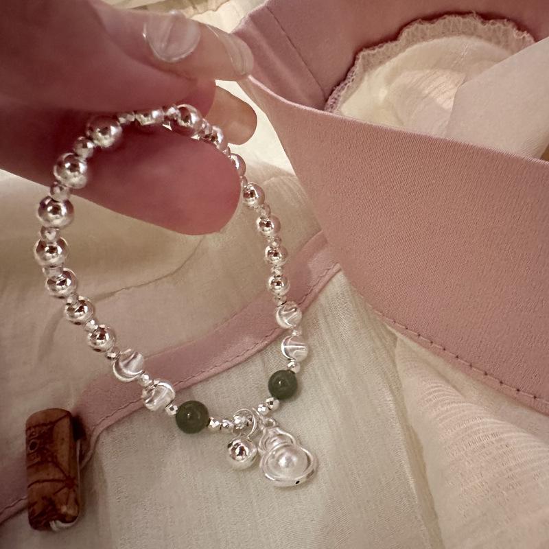 Sterling Silver Adjustable Ruyi Gourd Bracelet - 925 Silver, Simple Design, Perfect Gift for Best Friend 925 Sterling Silver Bracelet