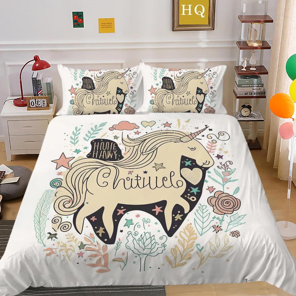 

Комплект постельного белья с принтом 3D-единорога, домашний текстиль, односпальный размер, микрофибра, мальчик, классный, высококачественный комплект постельного белья EU Single 135x200cm