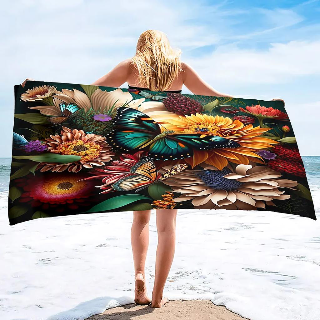 Blue Butterfly Beach Towels Oversized Soft Beach Blanket Absorbent Quick Dry Bath Towels Pool Towels Travel Beach Towel for Kids
