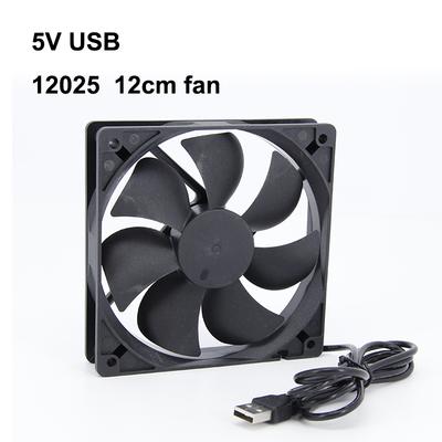 5V USB Interface DC 12025 DC 12cm Silent 5V Oil-containing Brushless Cooling Fan for Router USB Cable Pet Box Steam 120x120x25mm