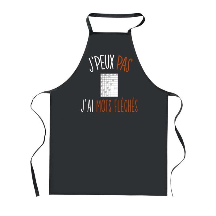 Tablier de cuisine - PLANETEE - J'peux Pas Mots Fléchés - Noir - 90x60 cm - Impression Bretonne