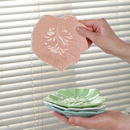 Poggiacucchiaio in Ceramica a Forma di Foglia Portautensili Versatile Piatto per Condimenti Vassoio per Gioielli Pratico Poggiaposate da Cucina