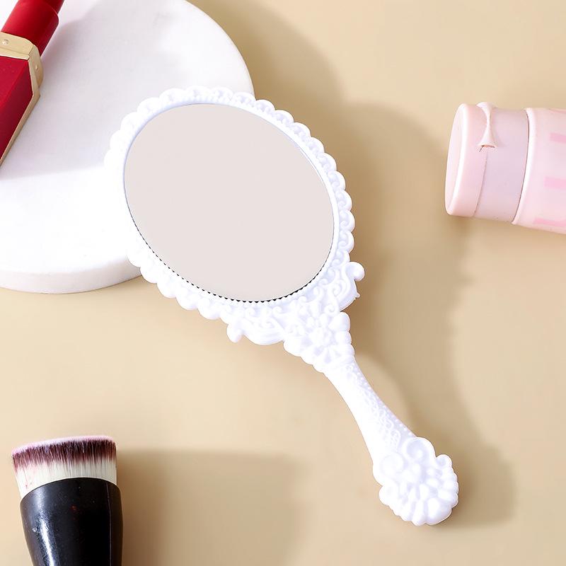 European-Style Irregular Shape Retro Handheld Makeup Mirror with Portable Handle