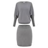 Za Export New Arrival Women's Clothing ZR Fashion Style Fashion All-Match Long Sleeves Shoulder Sweater Curling Bodycon Dress Two-piece Set